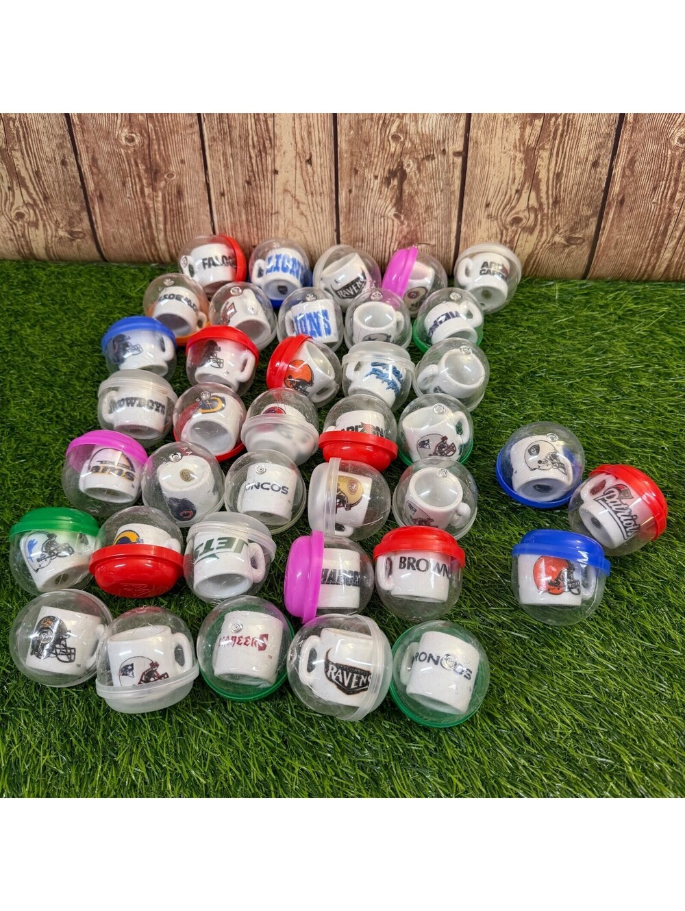 Lot of 38 Vintage NFL Miniature Team Mugs Football Vending Capsule Collectibles